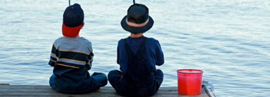 Boys fishing on the dock