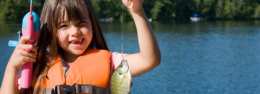 Girl catching fish